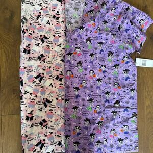 Two 2XL scrub tops for women Halloween